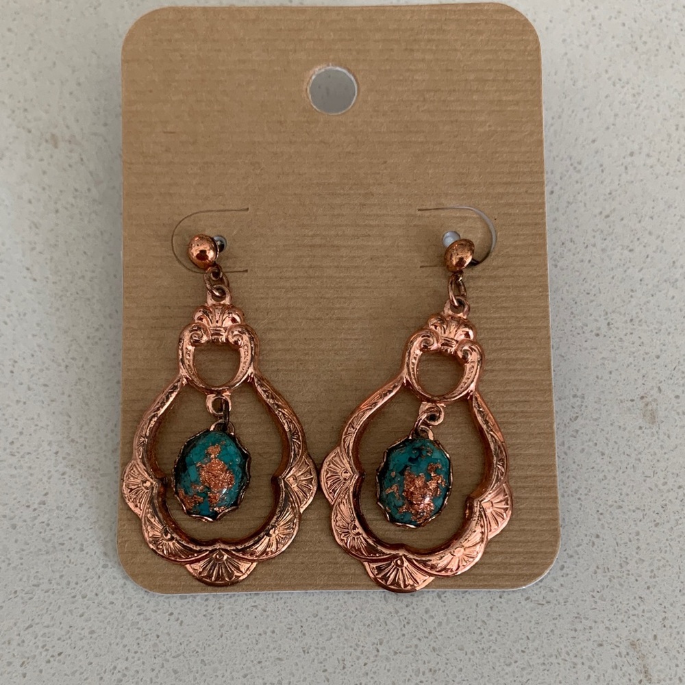 Vintage copper tone and mood swirl Earrings post